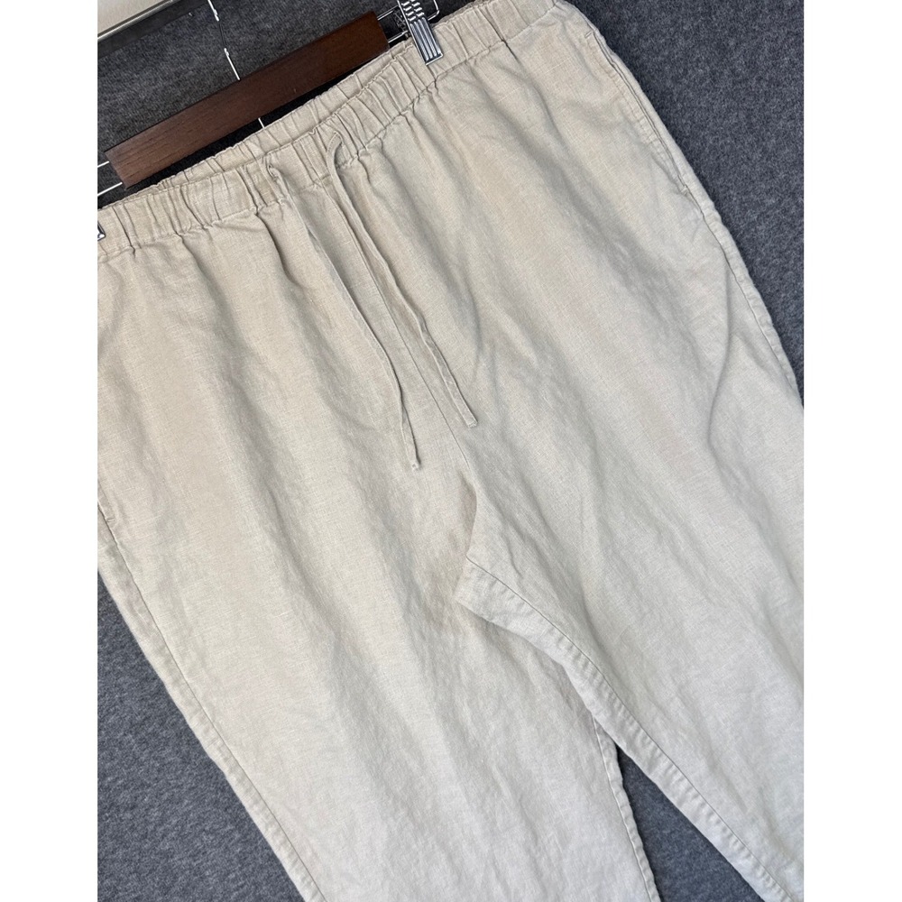 Orvis Womens XL 100%‎ Linen Drawstring Elastic Waist Pants Beige Cruise Sailing